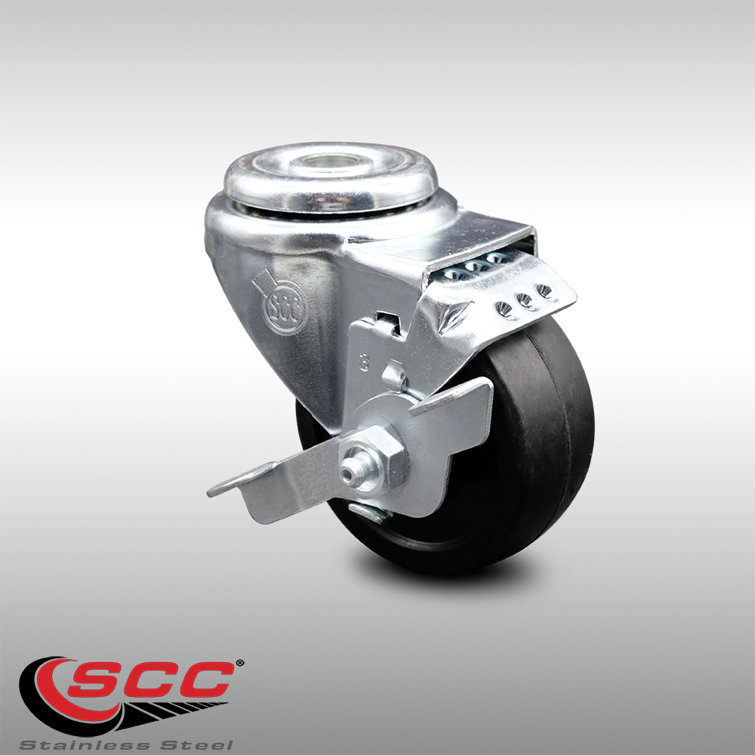 Service Caster SS Soft Rubber Wheel Swivel Bolt Hole Caster with Brake